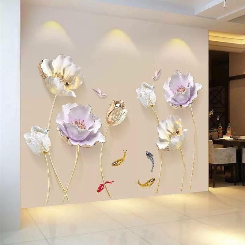 Decal dán tường mẫu sen đá bản to