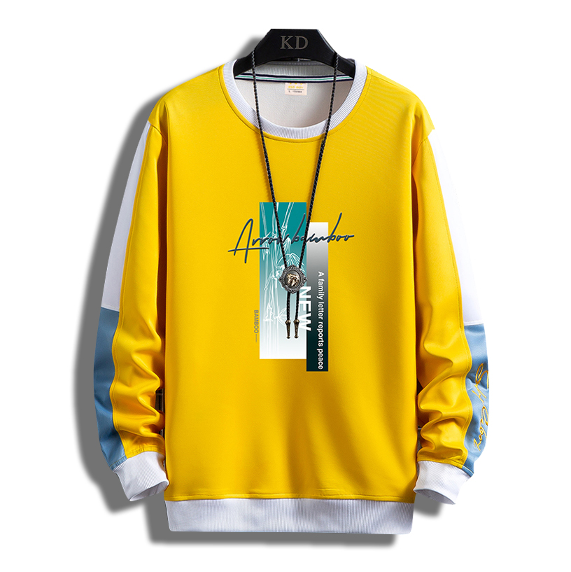 [Freeship MAX] Áo Nỉ Nam Tay Dài Cổ Tròn Họa Tiết Lá Trúc NEW Phối Màu Tươi Tắn Phong Cách Trẻ Trung Cá Tính Thời Trang Rich Man MEN TOP 170