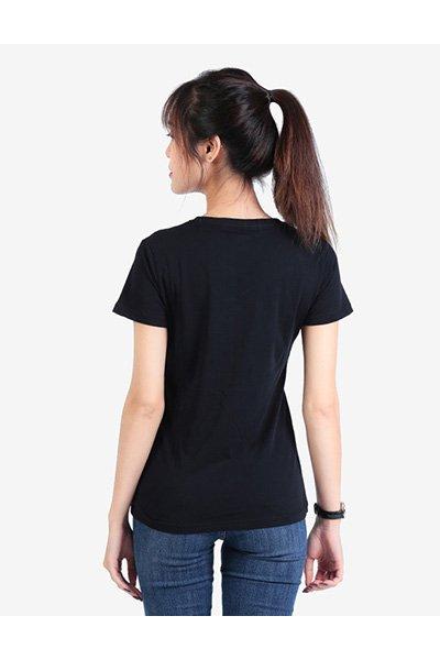 Áo thun trơn nữ cổ tim UNIU màu đen