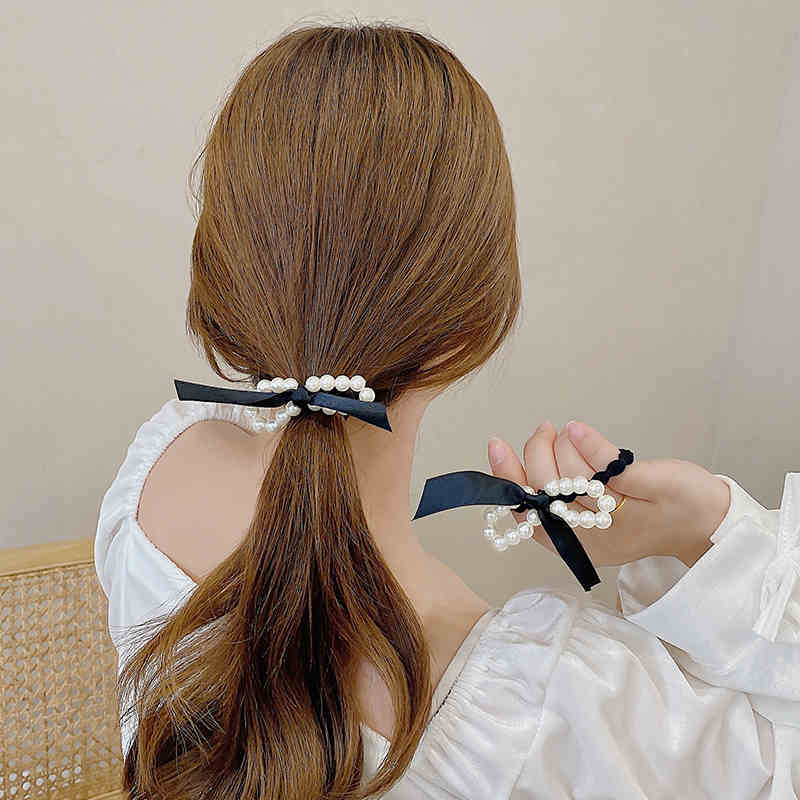 Cột tóc Bell Mew nơ đính hạt tròn phong cách đồng quê TOC31
