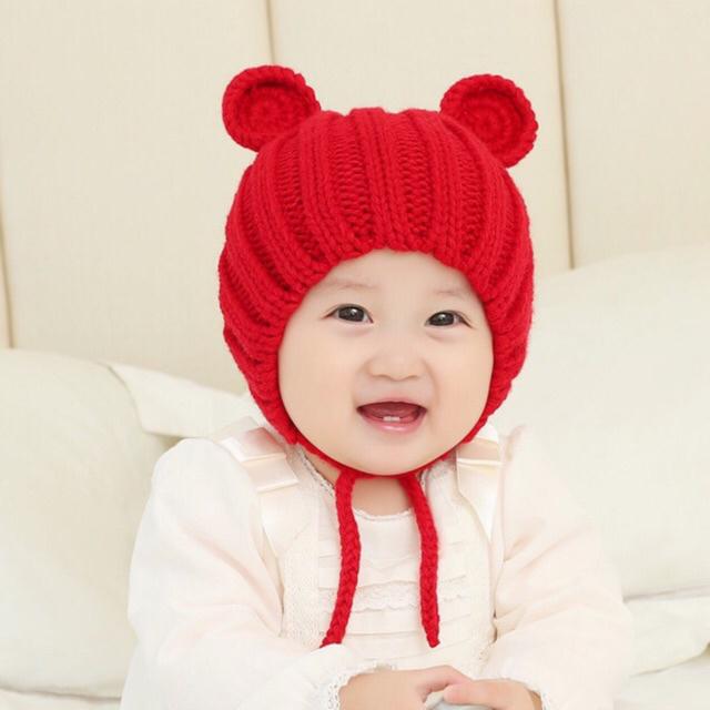 Mũ len tai gấu cho bé 0 - 3 tuổi
