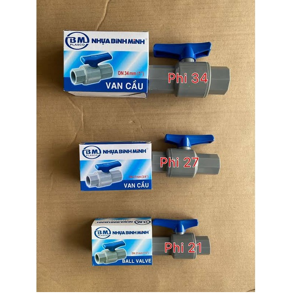 VAN KHÓA NƯỚC - BÌNH MINH PVC: Phi 21, Phi 27, Phi 34, Phi 42, Phi 49
