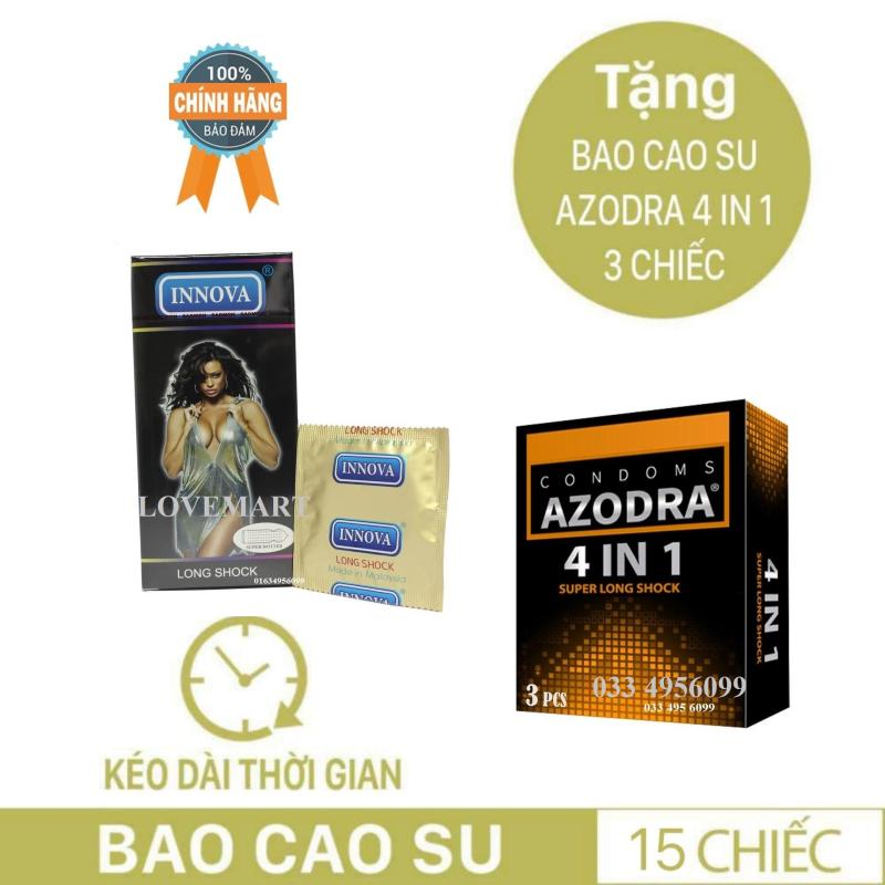 Combo 1 hộp Bao cao su siêu gân gai kéo dài thời gian INNOVA tặng 1 hộp BCS AZODRA