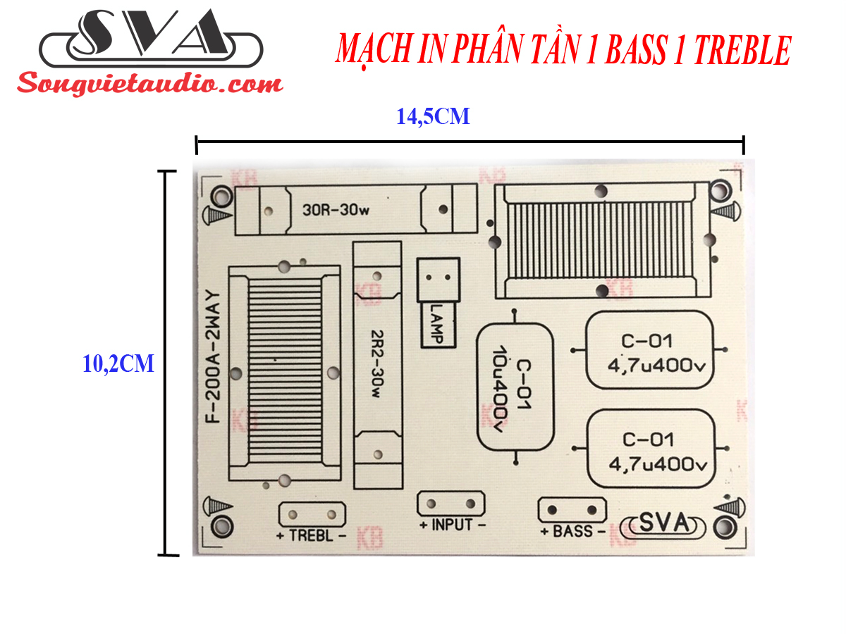 MẠCH IN PHÂN TẦN 1 BASS 1 TREBLE - 1 MIẾNG