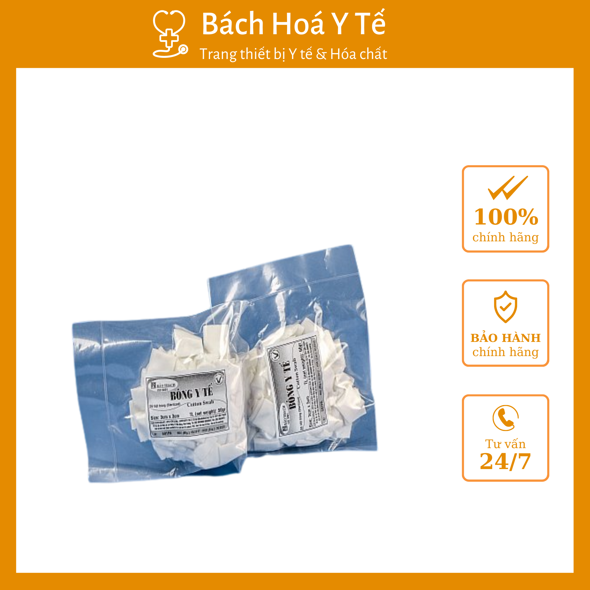 Bông cắt miếng y tế 2x2 việt nam bảo thạch gói 10g