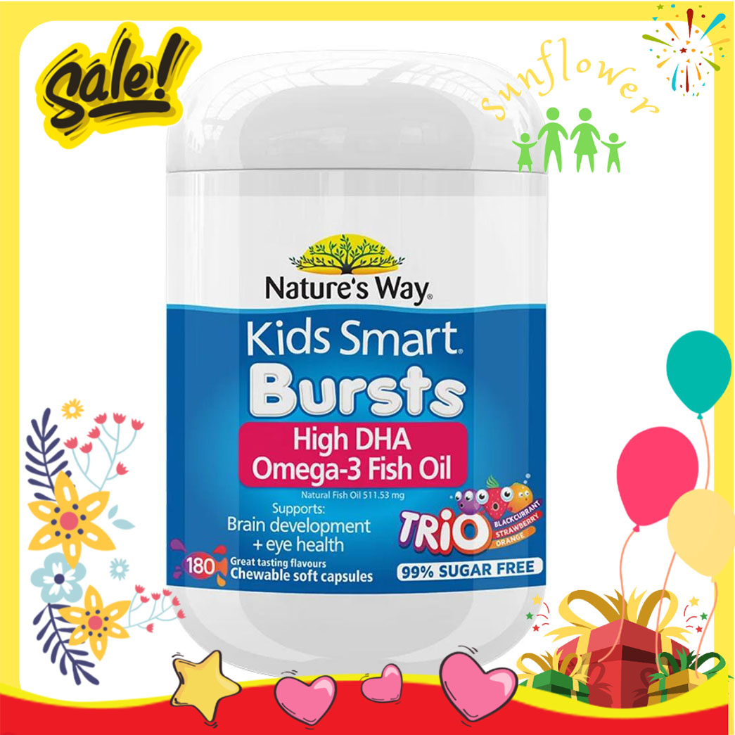 Kẹo gum bổ sung dha cho bé kids smart omega3 fish oil trio 180 viên của úc