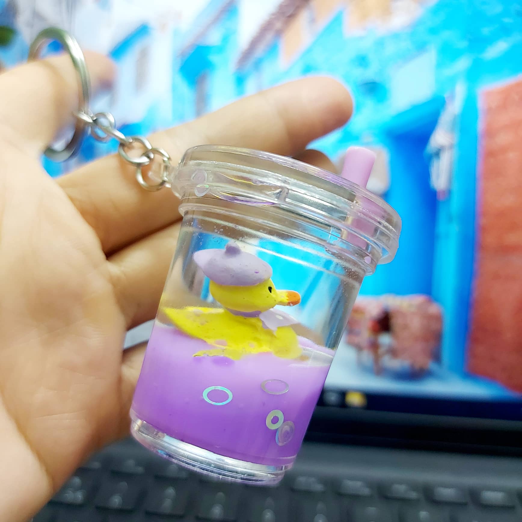 Móc khóa nước hình trà sữa móc khóa trà sữa cute dễ thương