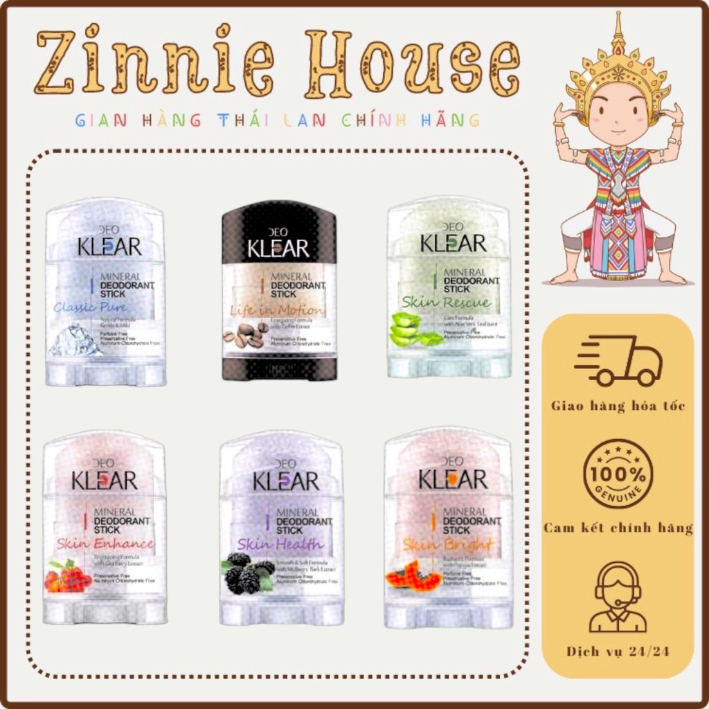 Lăn khử mùi đá khoáng deo klear 70gr mineral deodorant stick