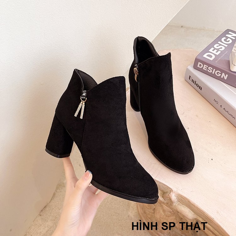 [HÀNG XỊN] Giày boot đế vuông da lộn 6 phân cao cấp S148