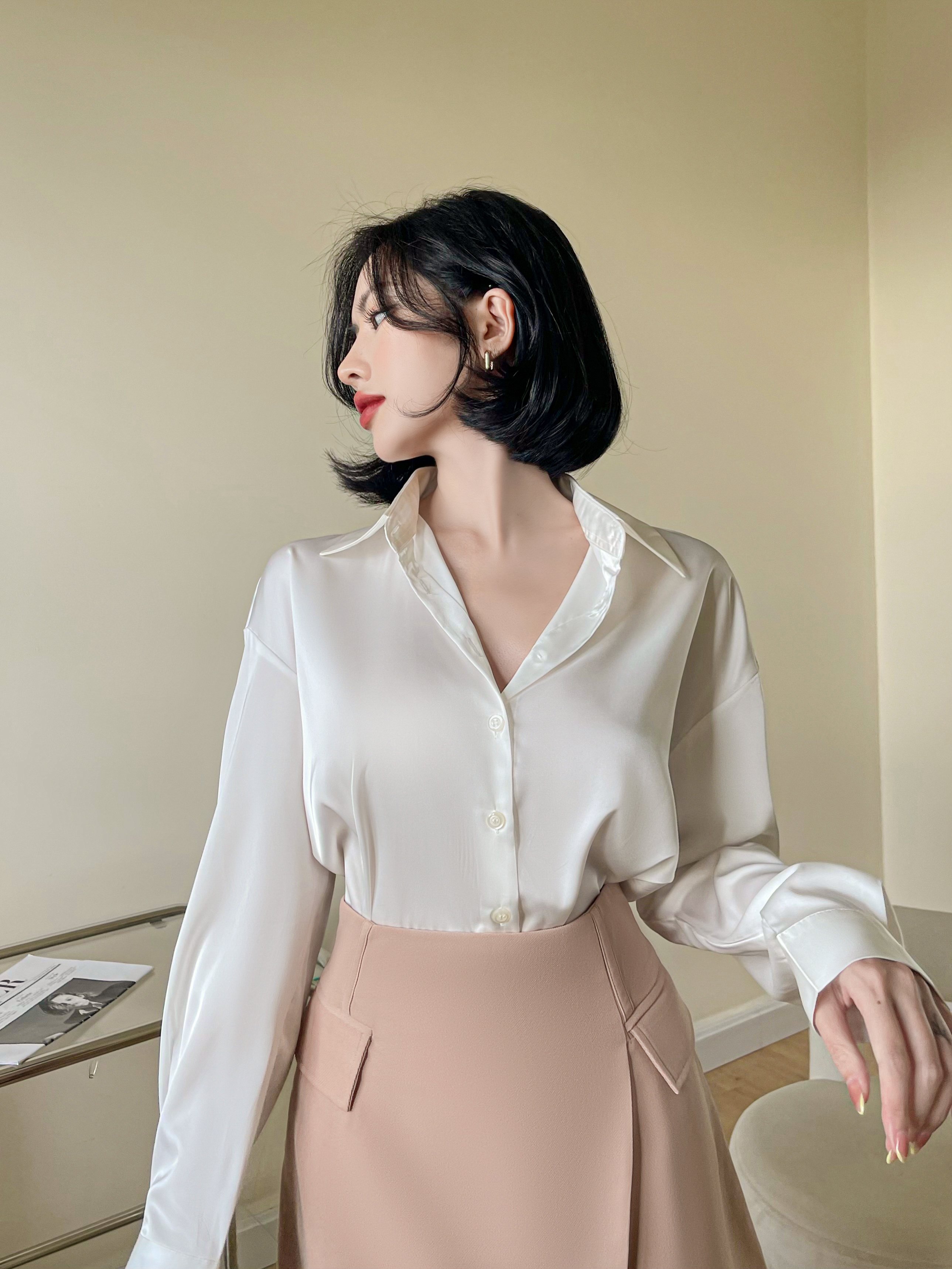 Áo sơ mi trơn vải lụa , Peace House Clothing