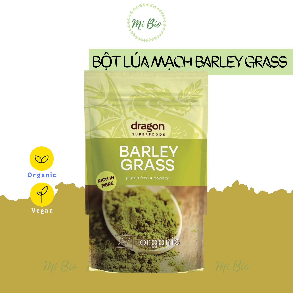 Bột cỏ lúa mạch hữu cơ 150gr - Dragon Superfoods