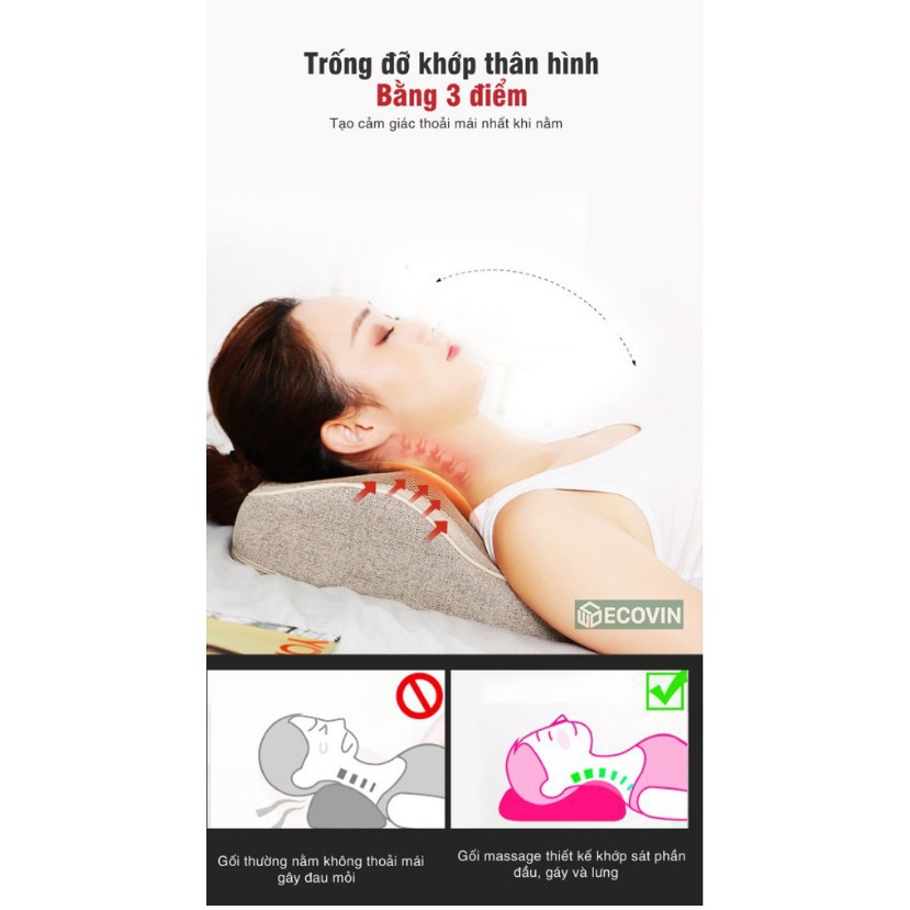 Gối Massage Lưng Vai Cổ Thắt Lưng Cao Cấp [Hàng Chính Hãng]