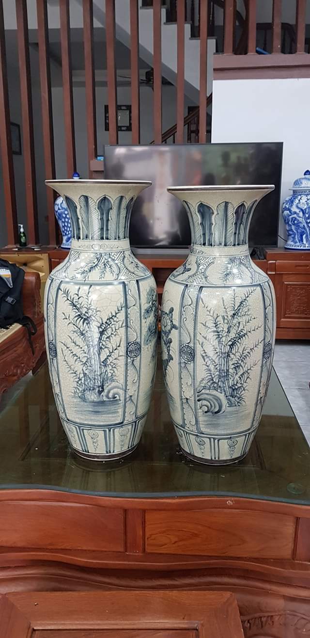 Lọ hoa men rạn giả cổ = gốm sứ bát tràng