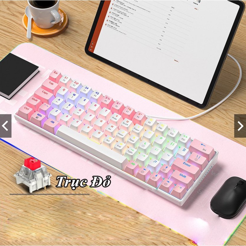 Bàn phím cơ KA6406 led RGB nhiều chế độ, red/blue switch nhỏ gọn tiện dụng sử dụng nhiều thiết bị