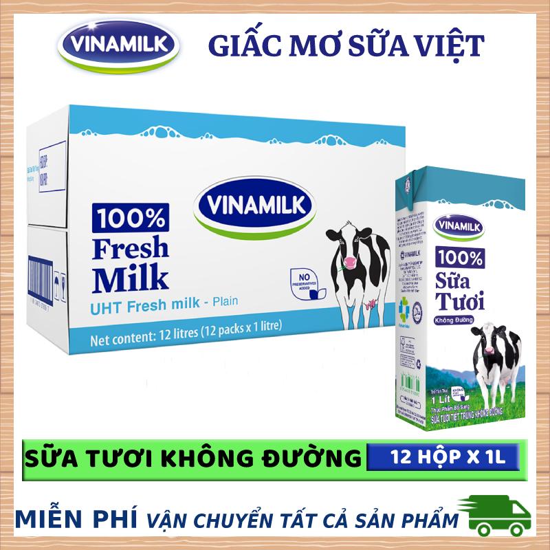 Thùng 12 Hộp Sữa Tươi Tiệt Trùng Vinamilk 100% Không đường-Hộp Giấy 1L Với Giá Sốc Thùng 12 Hộp Sữa Tươi Tiệt Trùng Vinamilk 100% Không đường-Hộp Giấy 1L Với Giá Sốc