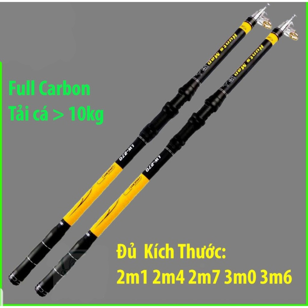 Cần câu rút cần câu máy hunts man lw từ 2m1 đến 3m6 siêu khỏe