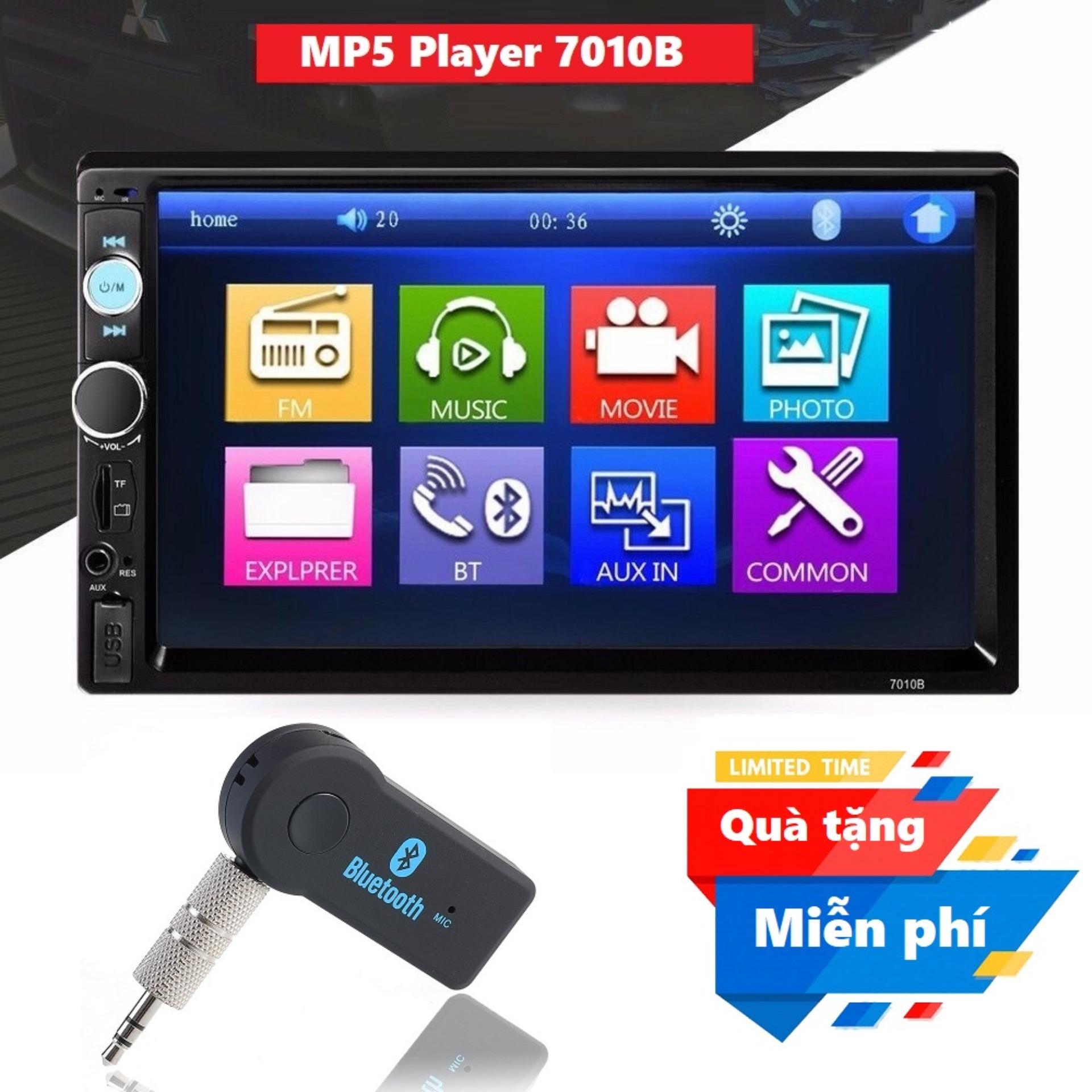 Màn hình 7 inch ô tô 2 din Mp5 đa năng 7010B - MP5 Player 7010B cho ô tô màn hình cảm ứng Tặng kèm Bộ thu nhạc Bluetooth cho loa và tai nghe