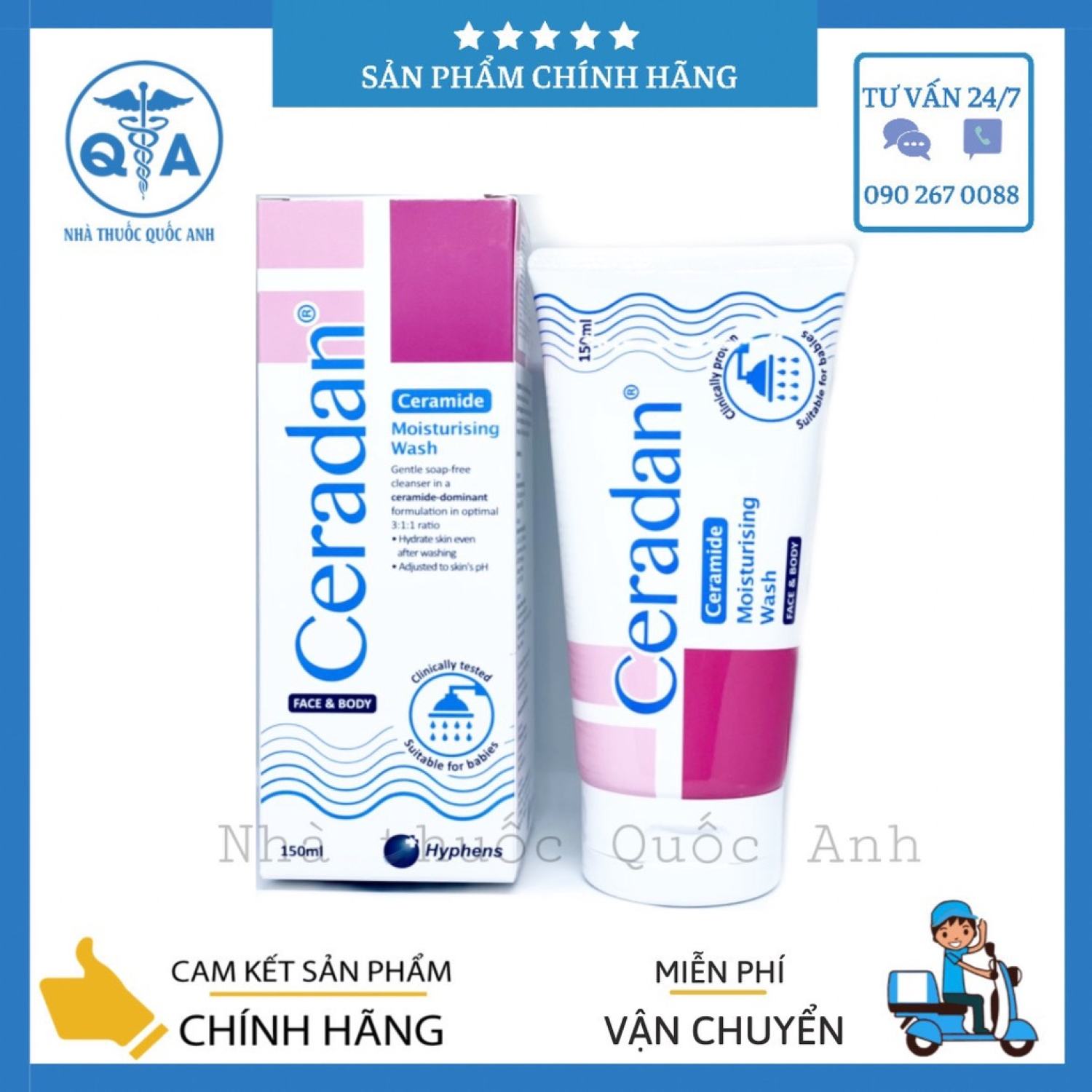 Sữa Tắm Ceradan Wash Dưỡng Ẩm cho da nhạy cảm, da khô, da trẻ em 150ml