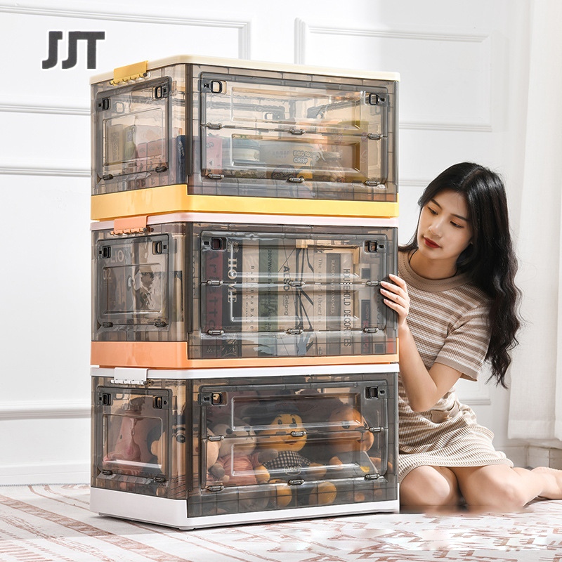 Collapsible storage boxes with lids, foldable plastic crates. multipurpose storage box foldable plastic box Children's toy storage box with upper door