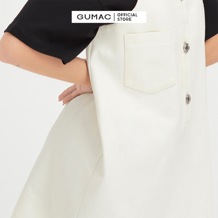Yếm phối nút GUMAC DB539 Chất Liệu Kaki Sợi Jeans form suông style trẻ trung – Gumac >>> top1shop >>> lazada.vn