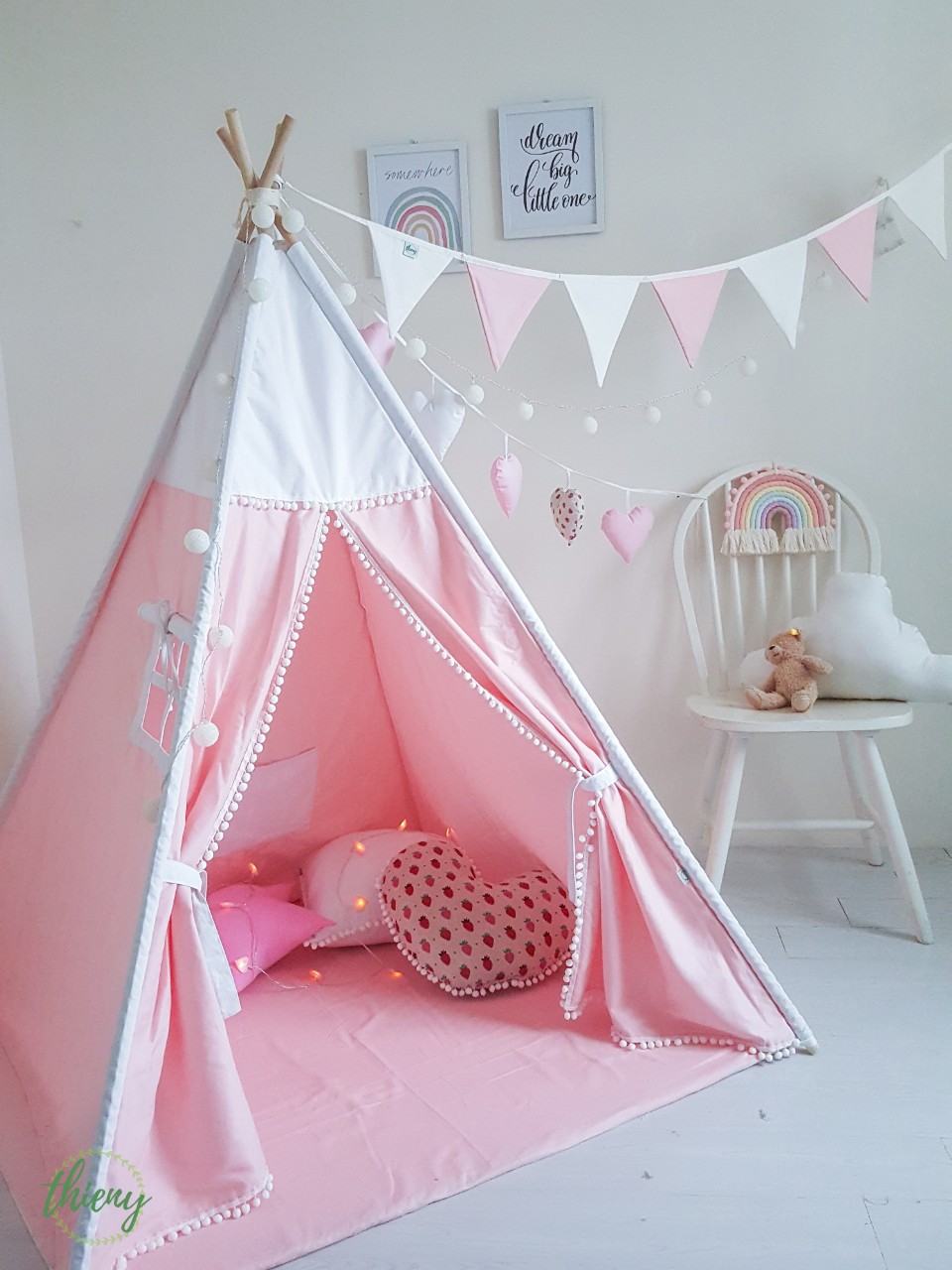Fullset Lều vải cho bé gái màu hồng