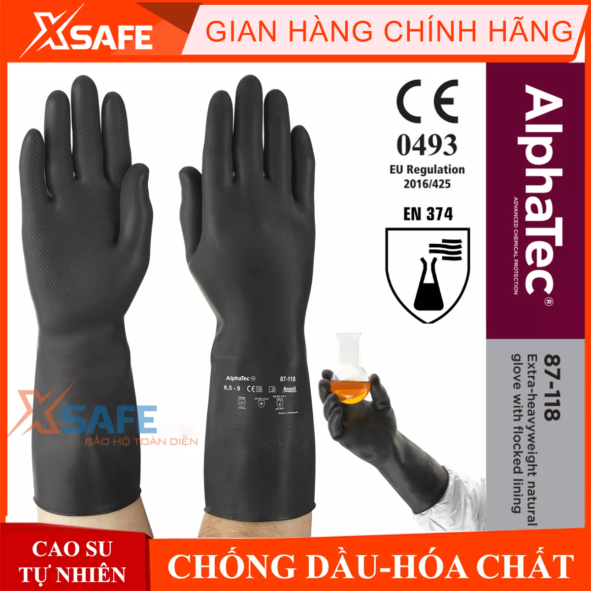 Găng tay chống hóa chất Marigold G17K găng tay cao su nitrilechống hóa chấtaxitdầu nhớtkhông gây hầm bí
