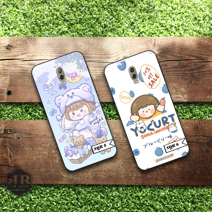 Ốp lưng kính cường lực Samsung Galaxy J7 Plus hình in dễ thương