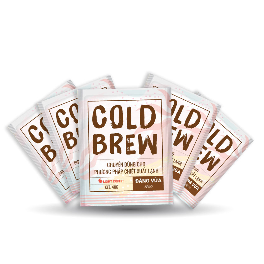 Combo 5 túi Cà phê pha Cold brew đắng vừa Light Coffee - túi 40gr
