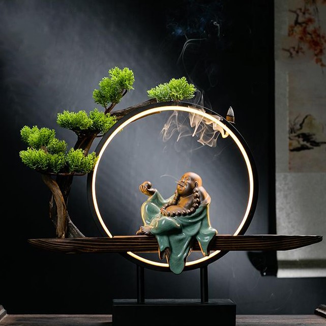 [HCM]Tượng Phật và Kệ Cây Đèn Led Nguyệt Mộc Trầm