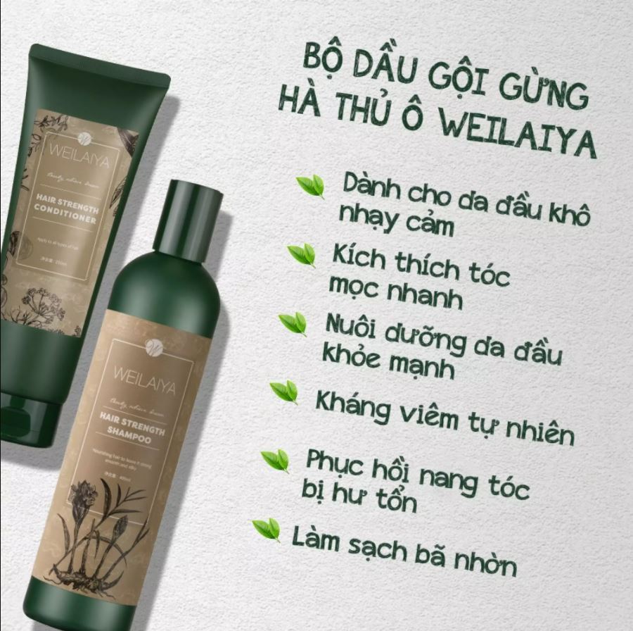[CHÍNH HÃNG] - Cặp Dầu Gội Xả Gừng Weilaiya