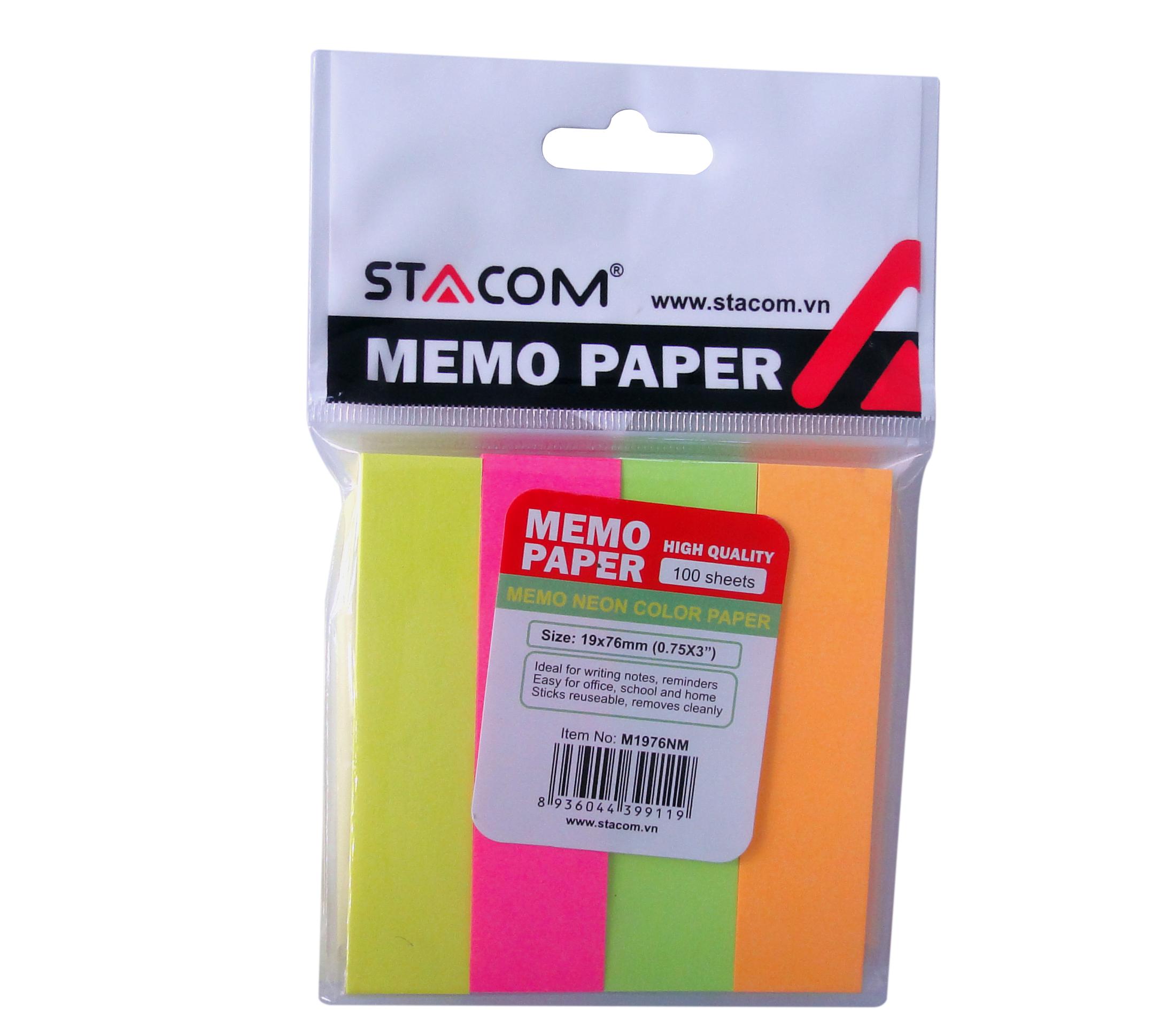 Giấy Note Ghi Chú STACOM Màu Neon Kích Thước 19*76mm - M1976NM