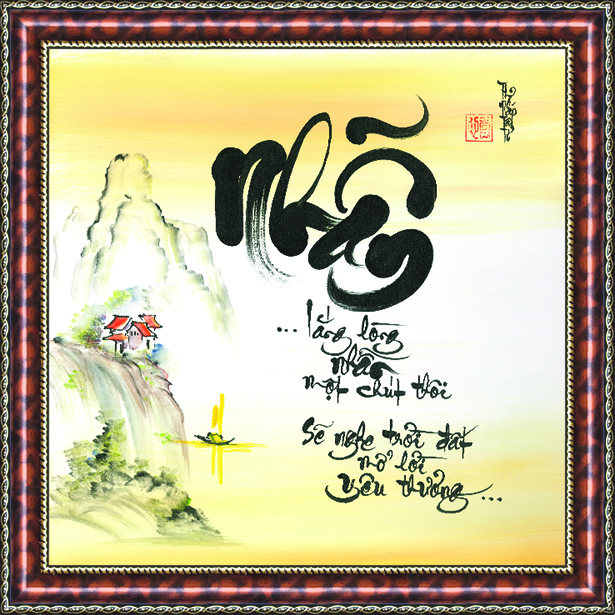 tranh thư pháp chữ nhẫn 99k kèm khung