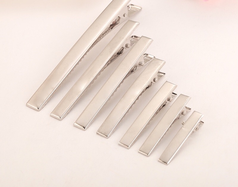 Phôi kẹp mỏ vịt bạc trơn nhiều size