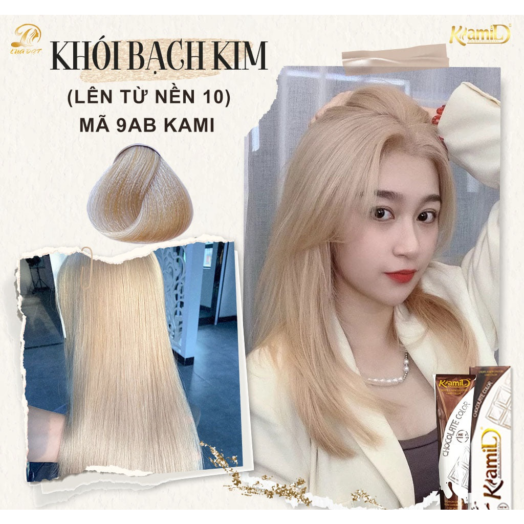 KHÓI BẠCH KIM- nhuộm tóc màu khói bạch kim cần tẩy tóc màu nhuộm Kami 9AB +Tặng kèm trợ dưỡng 100ML