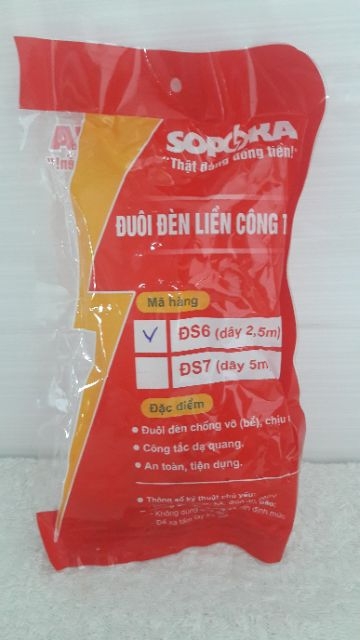 Đuôi/đui đèn kèm công tắc Sopoka dây dài 2,5m
