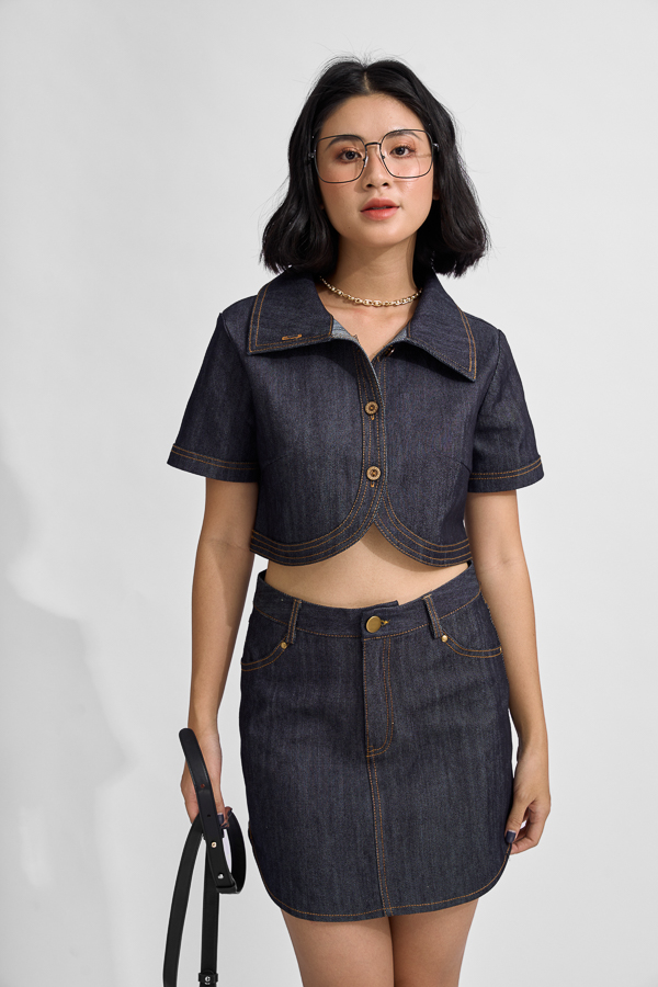 [NHẬP MÃ FALAZSOCIAL1212 GIẢM 15% ] Áo croptop Maybi suông jean lai cong