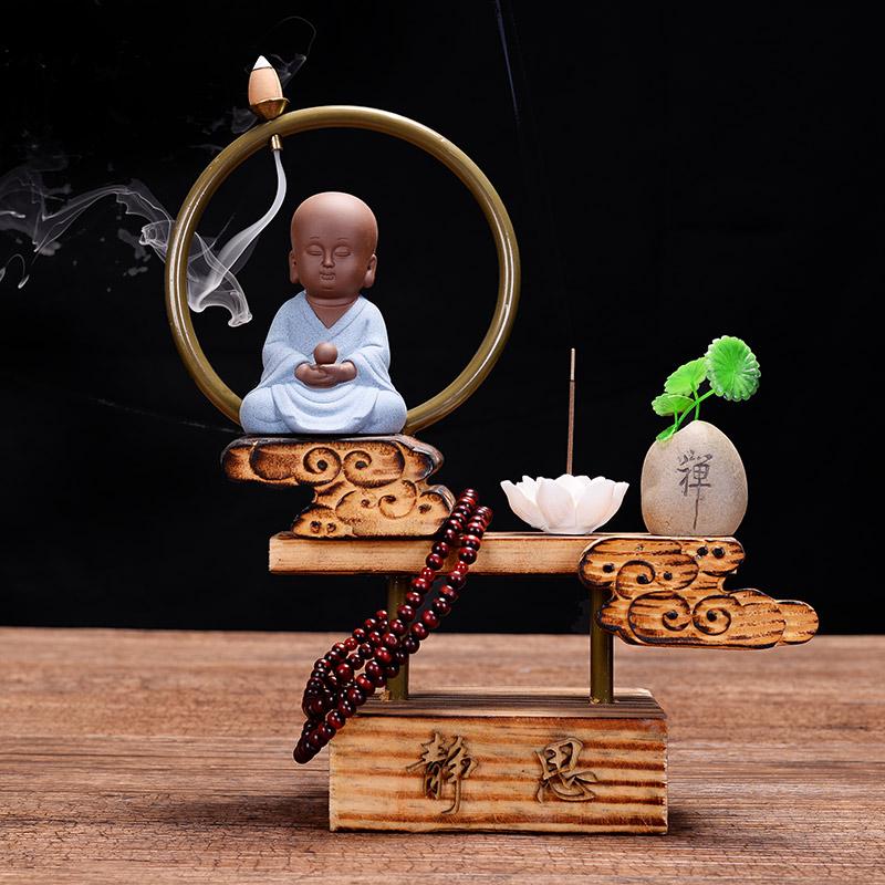 Hiện Đại Phong Cách Trung Hoa Tiểu Sa Di Zen Gốm Tiểu Hòa Thượng Lại Lư Hương Phòng Khách Cực Có Một Lư Hương Vật Trang Trí Sáng Tạo