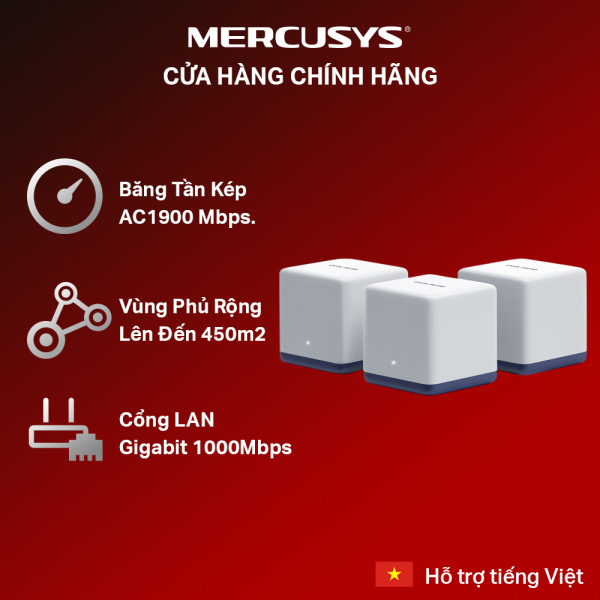 Bảng giá Hệ Thống Wifi Mesh Mercusys Halo H50G Dành Cho Gia Đình Chuẩn AC1900 Phong Vũ