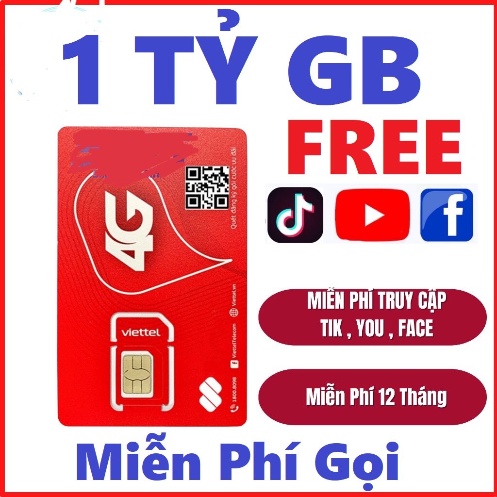 ( HOT ) Sim 4G Viettel 12MXH100 TẶNG 360GB Tốc Độ Cao + Miễn Phí Truy Cập Youtube Tiktok Facebook Trọn Gói 12 Tháng Không cần . FREESHIP - CHƯA KÍCH HOẠT.