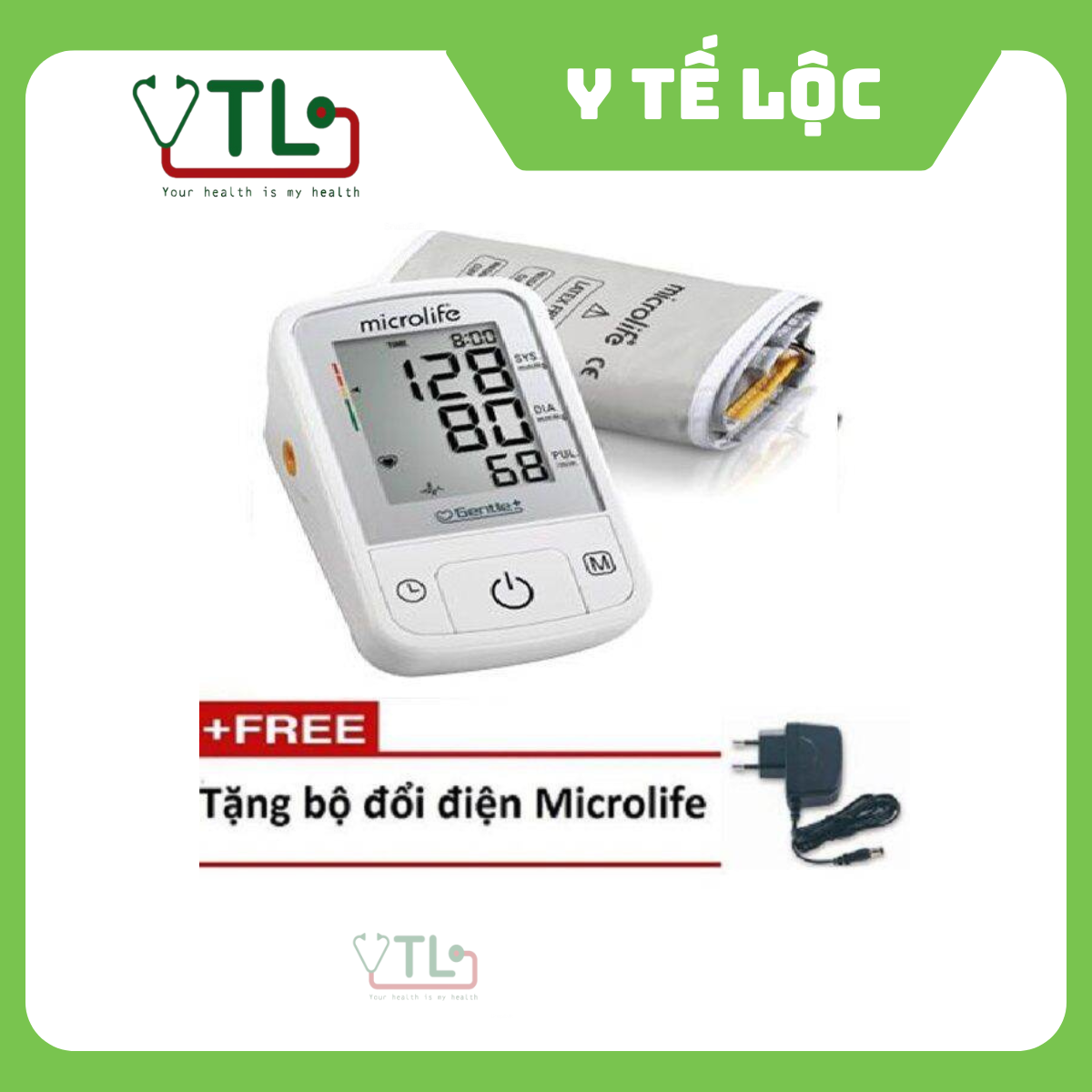 Máy đo huyết áp Microlife A2 Basic (Trắng) + Tặng bộ đổi nguồn Microlife