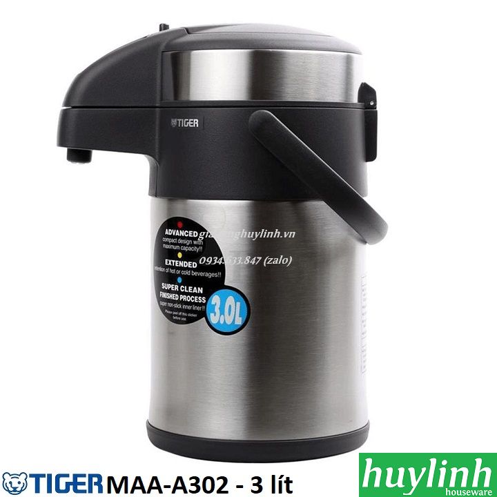 [HCM]Bình thủy giữ nhiệt bấm rót Tiger MAA-A302 - 3 lít