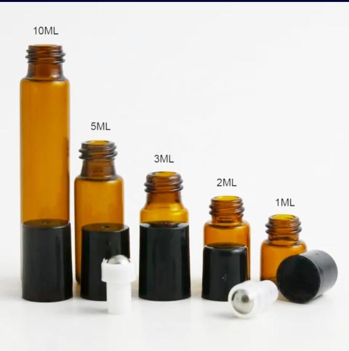 (combo 5) lọ thuỷ tinh 1ml 2ml 3ml 5ml 10ml màu nâu bi lăn thép chai đựng nước hoa đá tinh dầu serum son moi nuoc