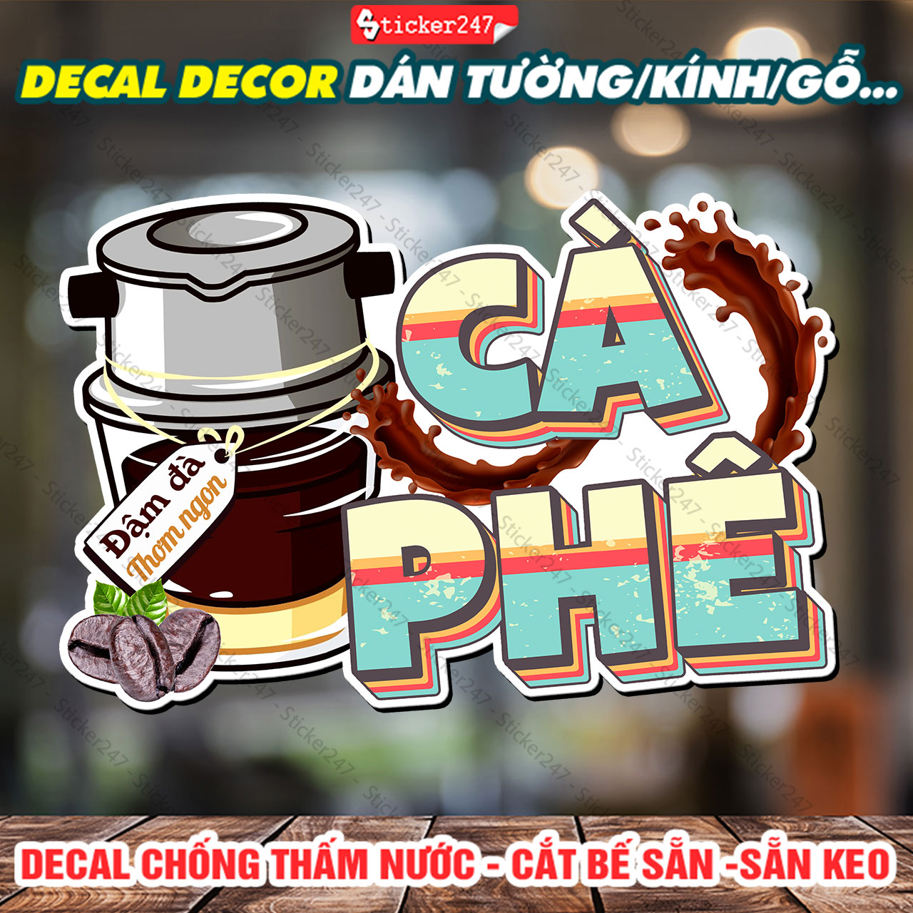 Decal cà phê trang trí quán – sticker cà phê , decal dán tường, tủ, kính, quầy, xe trà sữa, xe cà phê - f09-05