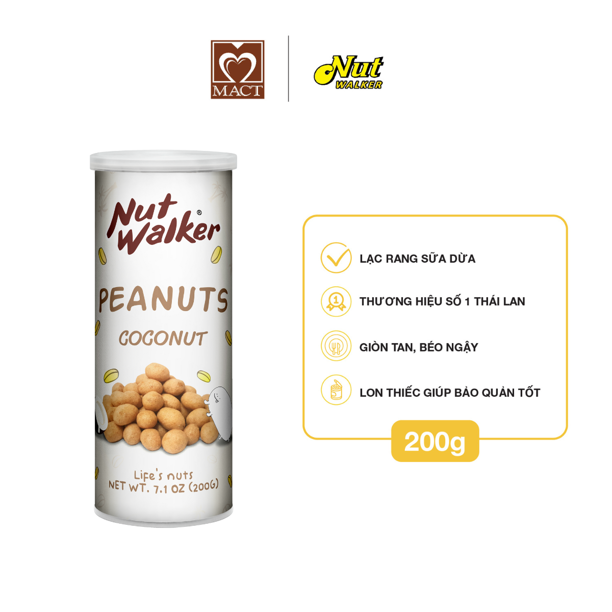 Nut Walker Peanuts - Coconut Milk Flavor - 200g Can