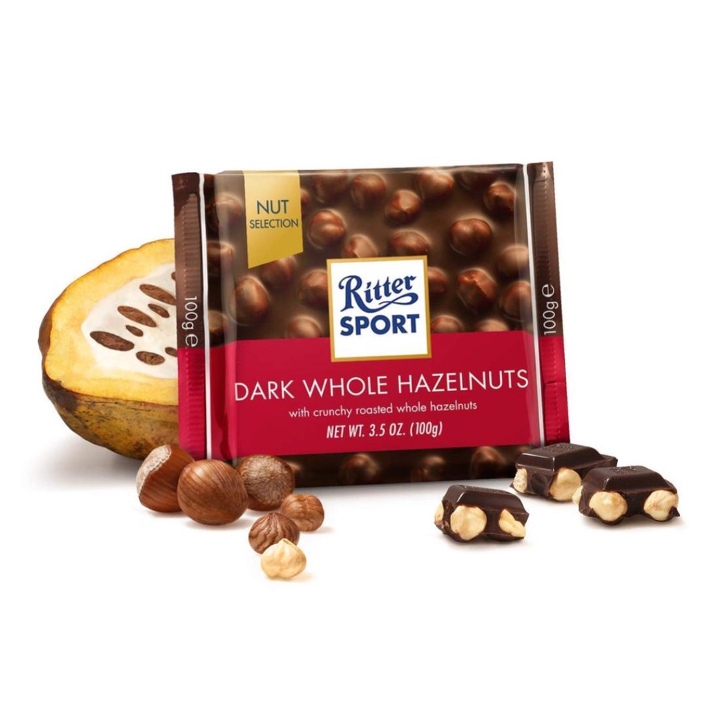 Socola Đắng Hạt Dẻ, Dark Whole Hazelnuts, with Crunchy Roasted Whole Hazelnuts, 3.5 oz