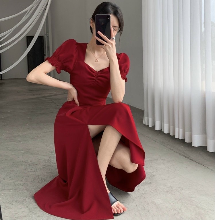 Đầm nhúng ngực xẻ tà 3 màu