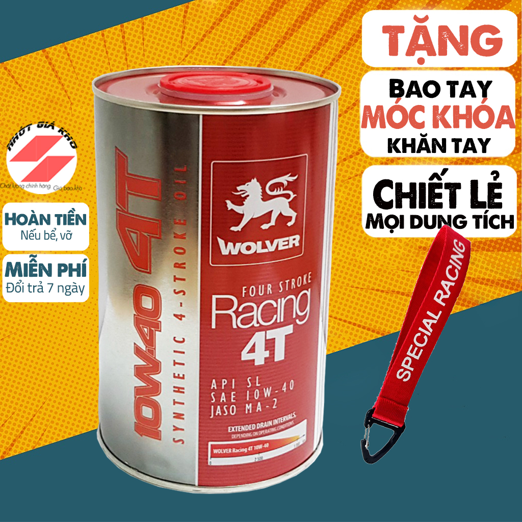 Nhớt Wolver Racing 10W40 1Lít , Chính Hãng Nhập Đức, Có Tem Kiểm Tra, Nhớt Tổng Hợp Cho Xe Chạy Êm, Mát, Dùng Cho Xe Số Và Xe Ga