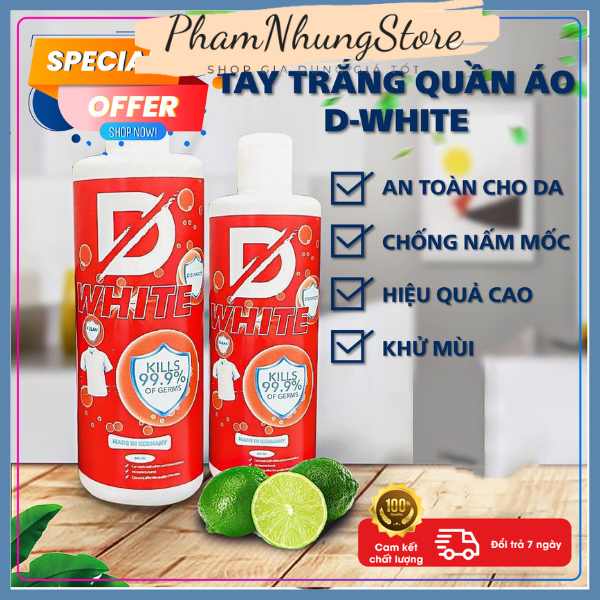 Nước Tẩy Trắng Quần Áo D White Tẩy Mốc Tẩy Ố Vàng Hiệu Quả