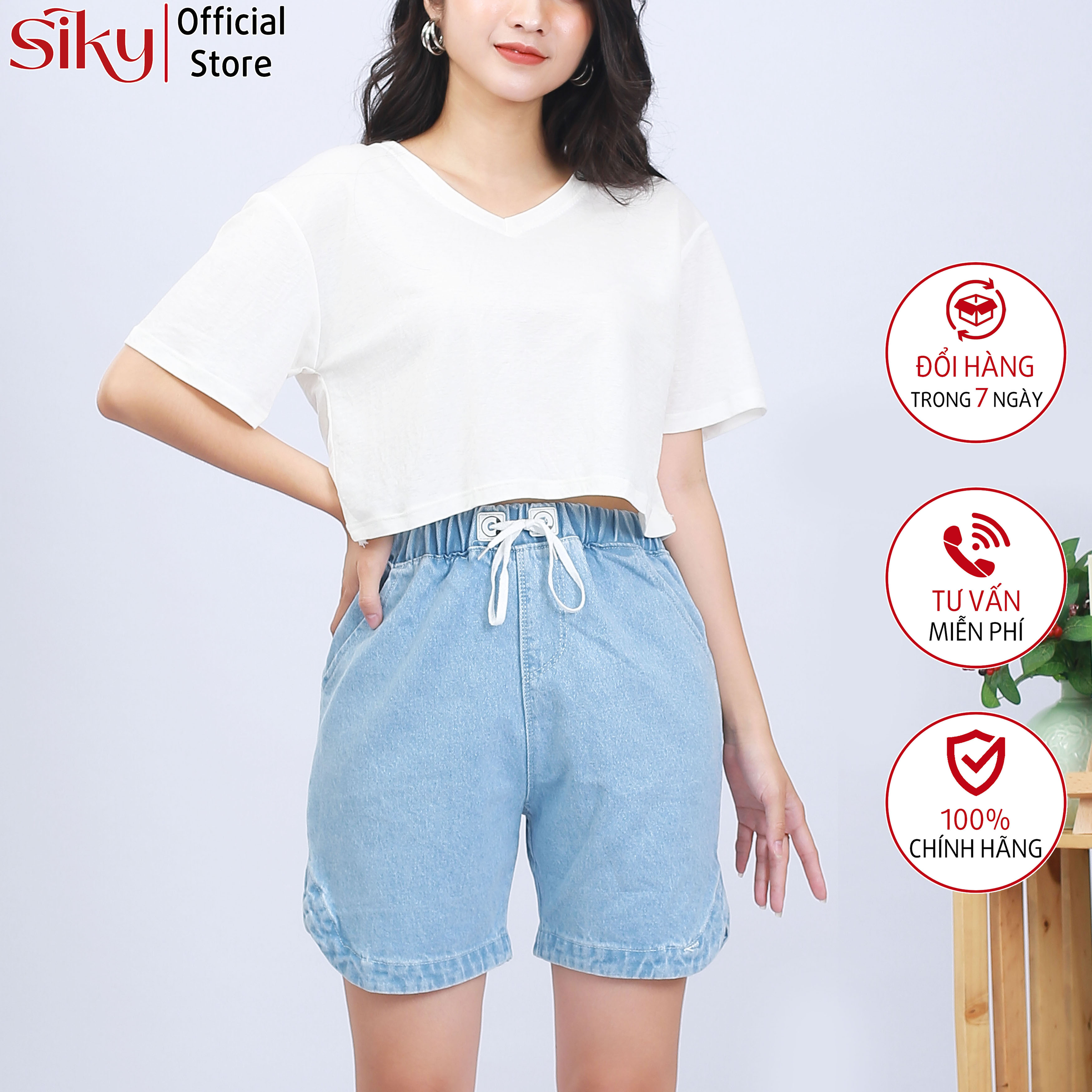 Áo croptop nữ SIKY form rộng cổ tim - CR02