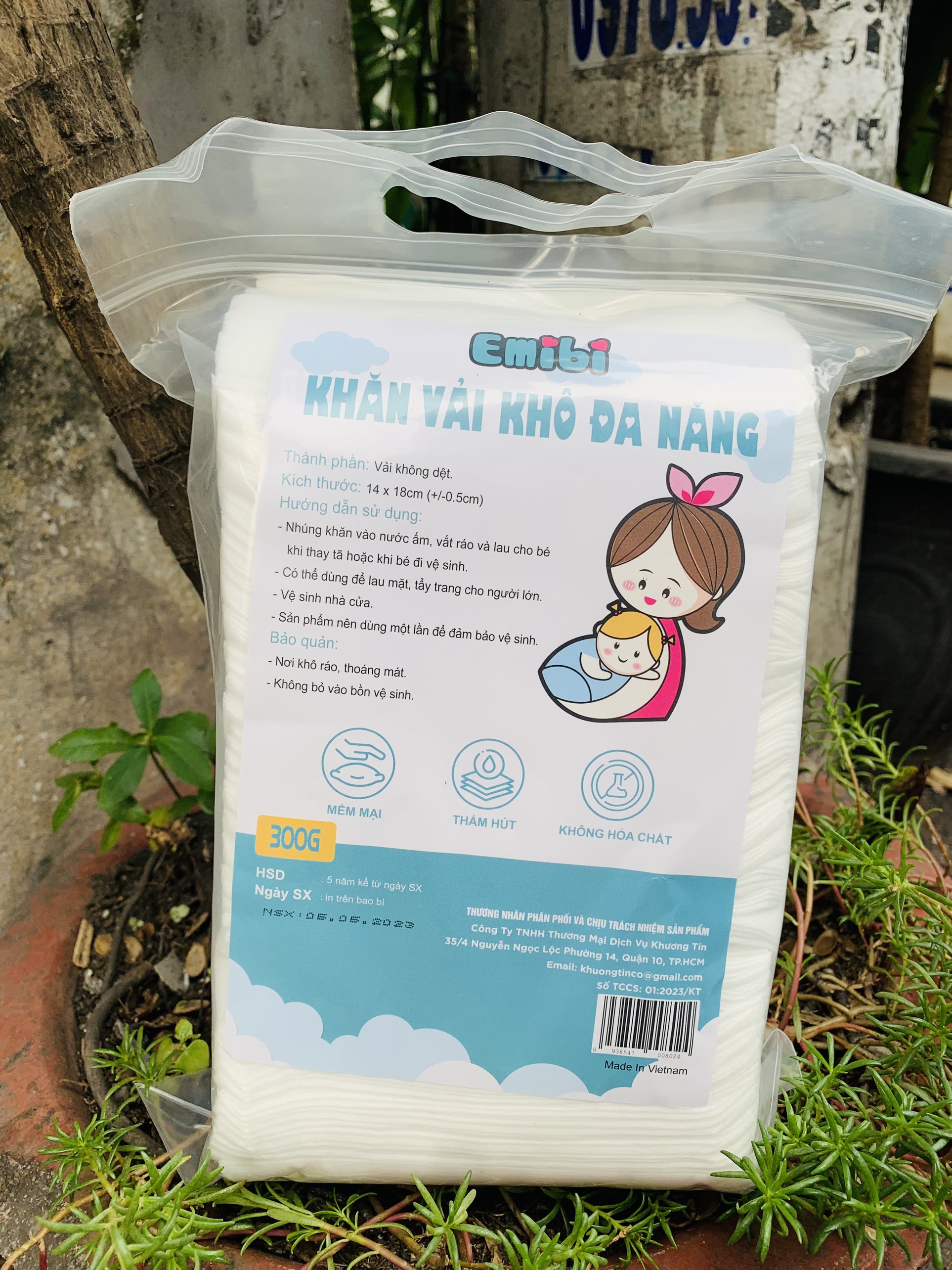 Khăn khô đa năng Emibi 300g/bịch
